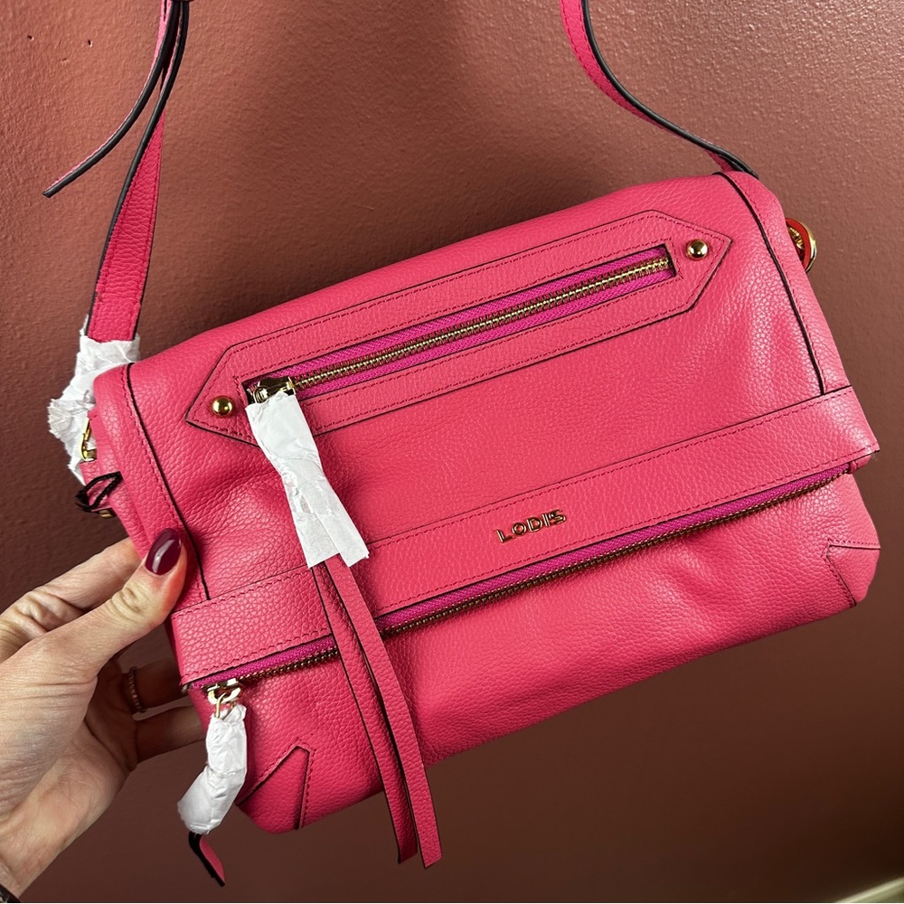 LODIS Daria Pink Fuchsia Leather Crossbody Bag NEW with TAGS